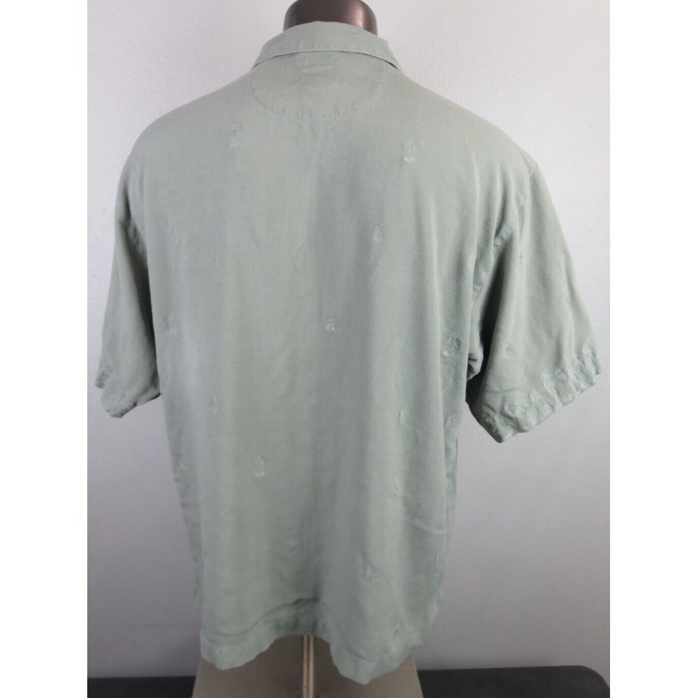 Mens Tommy Bahama Hawaiian Button Front Shirt Size XL Green Pineapple Palm Tree‎ - Picture 2 of 7